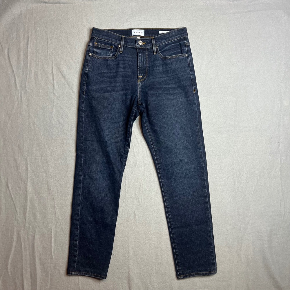 Frame L'Homme Athletic Jeans Mens 30 Dark Blue Dark Wash Slim Tapered 30x28